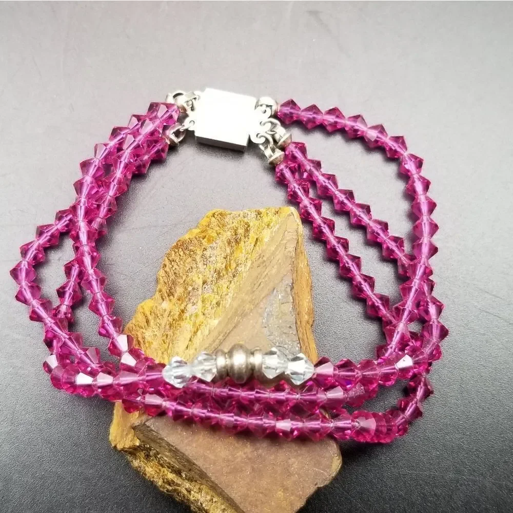 Swarovski crystal barbie pink sterling silver bracelet B810